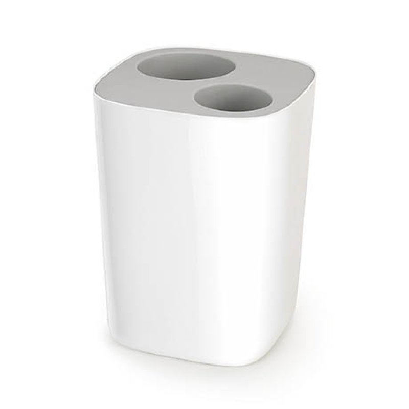 Split Bathroom Waste Separation Bin - White/Grey | Selectric