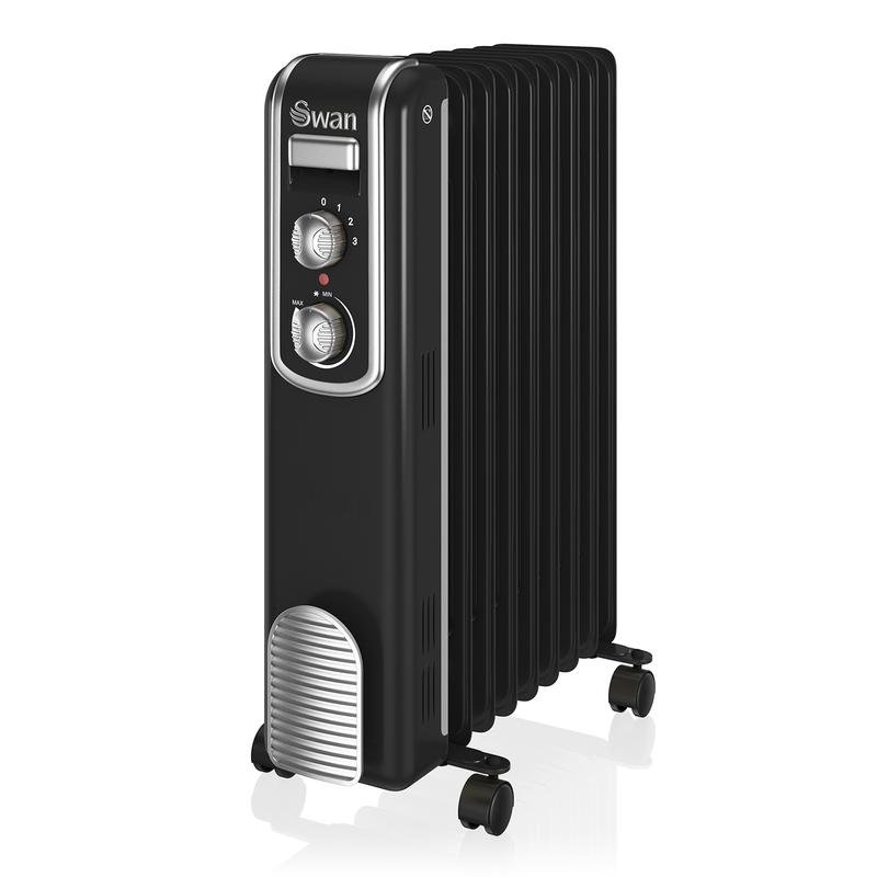 Swan Retro 2kw Oil Filled Radiator Black | Selectric